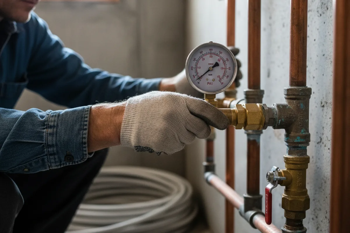 Pressure testing a repaired line during Water Line Repair in Cove